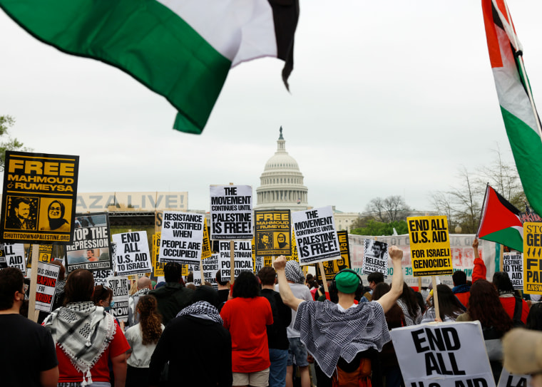Pro-Palestinian demonstrators march in Washington D.C.,
