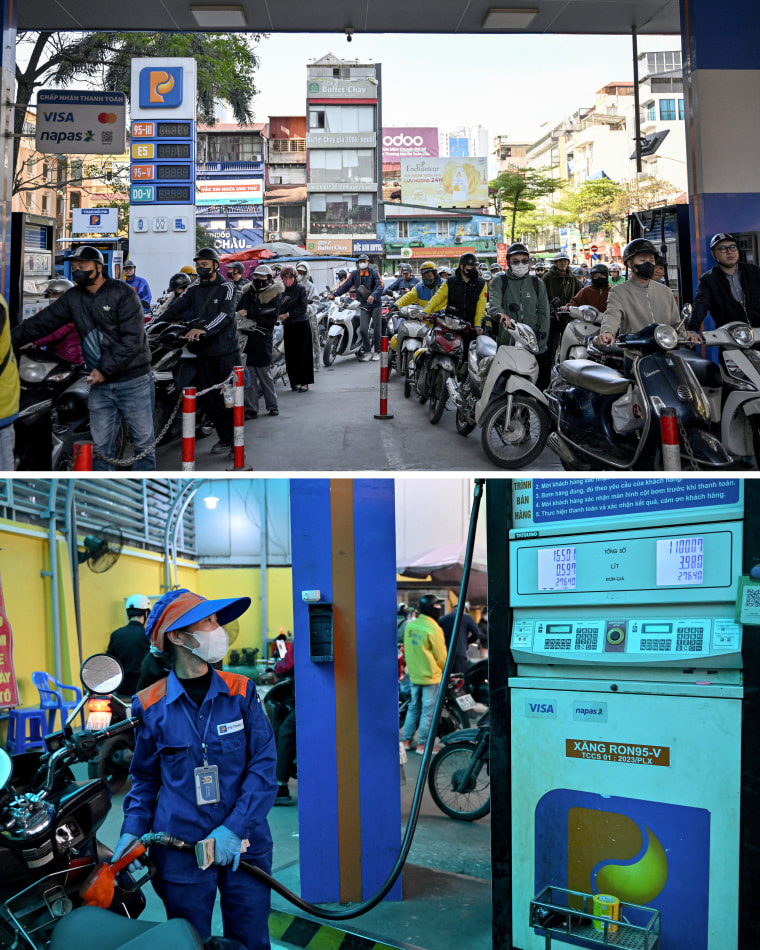 Long lines formed at gas stations this week in Hanoi, the capital of Vietnam.
