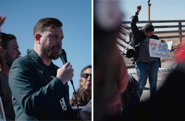 Sky Roberts, one of Giuffre's brothers, visited the ranch for the first time this week, joining demonstrators marking Women's Day.