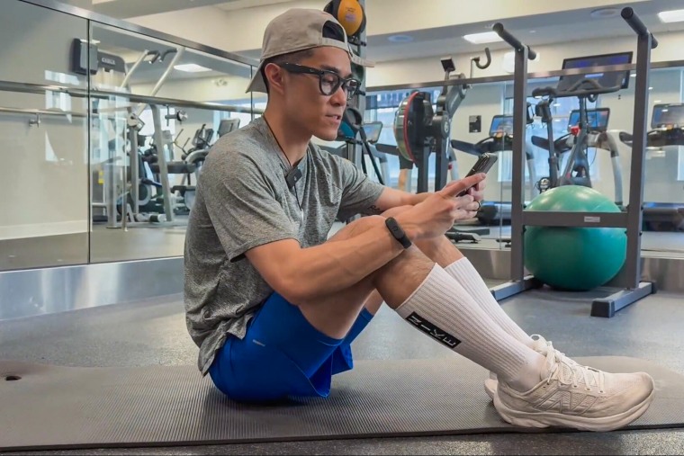 Consulting my Oura “advisor” ahead of a workout in the NBC gym, where I can commonly be seen pushing massive amounts of weight.