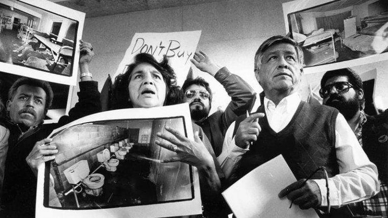 United Farm Workers leaders Dolores Huerta and Cesar Chavez