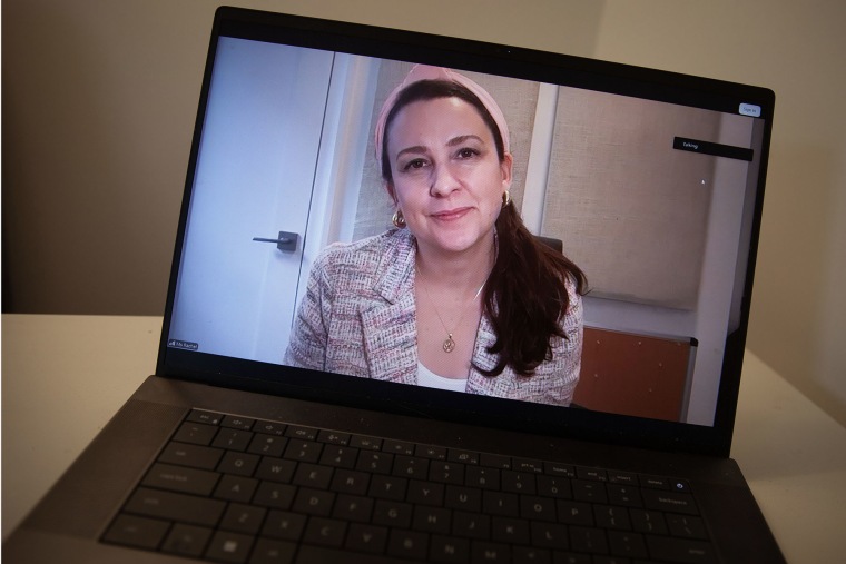 Rachel Accurso on a video call with NBC News.
