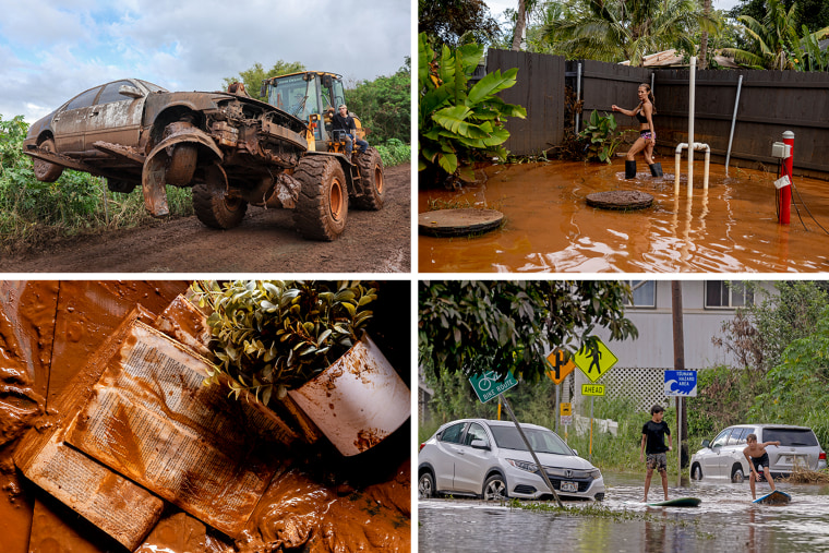 scenes of flooding in Oahu