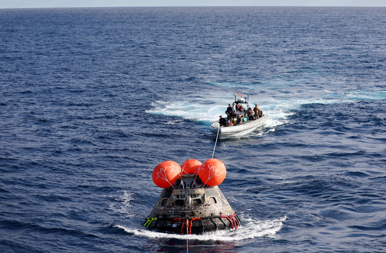 NASA's Orion Capsule Splashes Down In The Pacific After Successful Uncrewed Artemis I Moon Mission