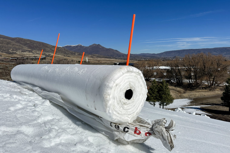 A roll of Snow Secure is positioned and ready for use at Soldier Hollow Nordic Center.