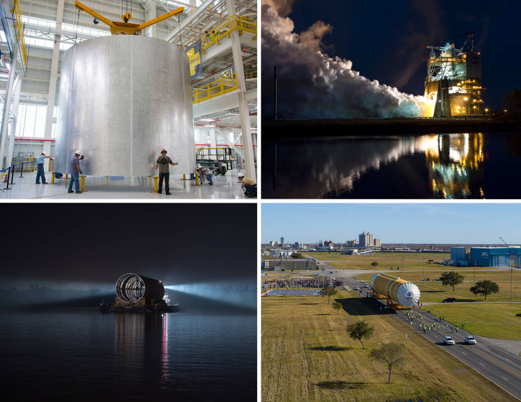 various stage of SLS under construction