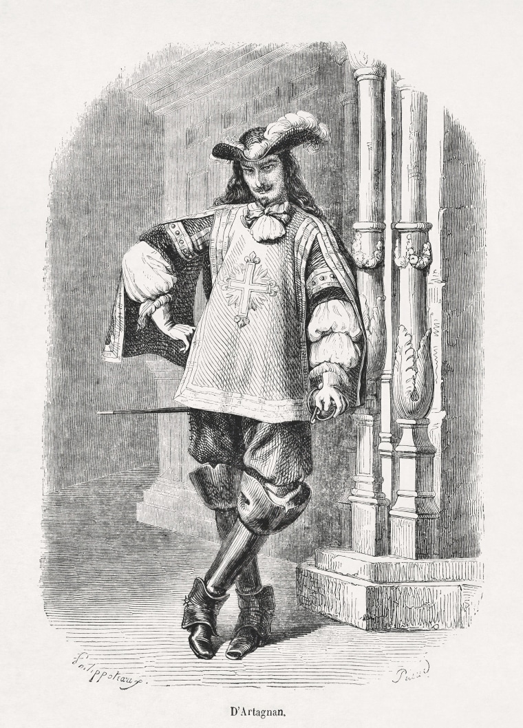 Black and white illustration of Charles de Batz de Castelmore