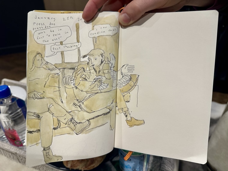 A drawing Daniel Roher did in his notebook during our interview.