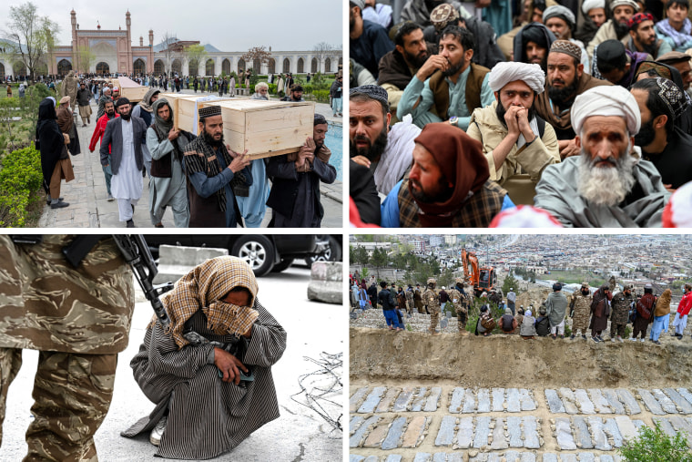 Afghan mourners in Kabul on Thursday at the second mass burial for victims of a Pakistani airstrike on a drug rehabilitation center.