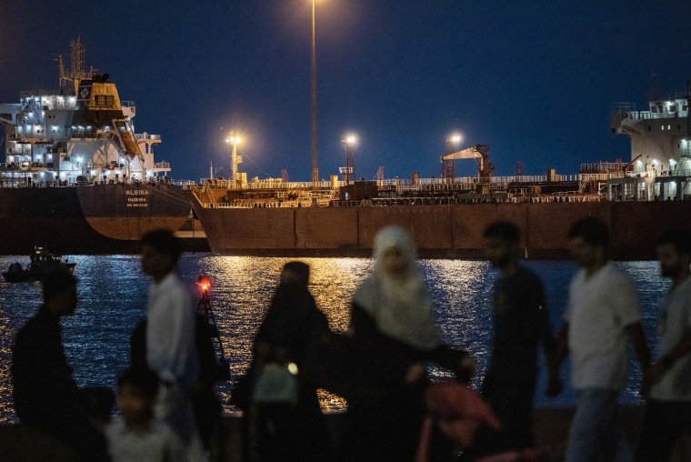Bulk carriers sit anchored in Muscat, Oman as the Strait of Hormuz remains too dangerous to pass on March 22, 2026.Elke Scholiers / Getty Images