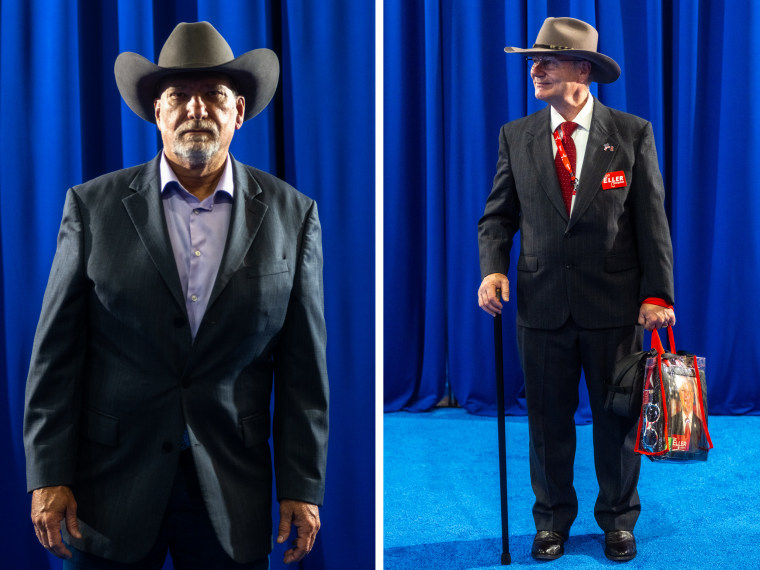 Kyle Sims, left, and Ron Eller both expressed concerns over the war with Iran while at the conference on Thursday.