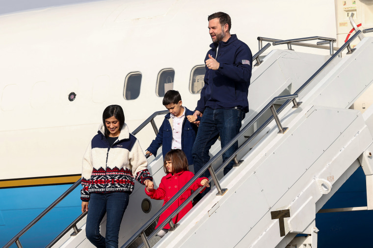 U.S. Vice President JD Vance, Second Lady Usha Vance, their daughter Mirabel and son Vivek.