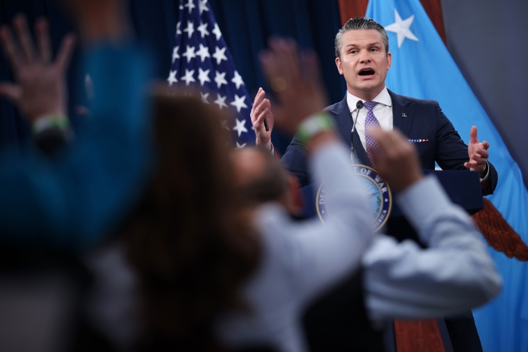 Pete Hegseth And Dan Caine Hold Pentagon Press Briefing On Operation Epic Fury
