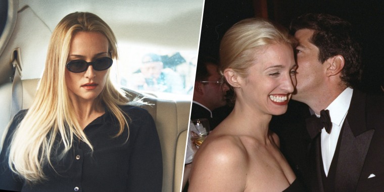 O cabelo loiro gelado de Sarah Pidgeon no final da série e os cabelos mais loiros de Carolyn Besette.