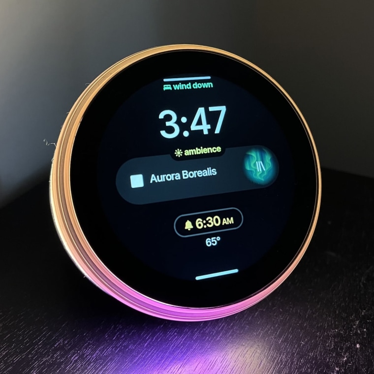 The Dreamie sleep device showing off its multicolor lighting option.