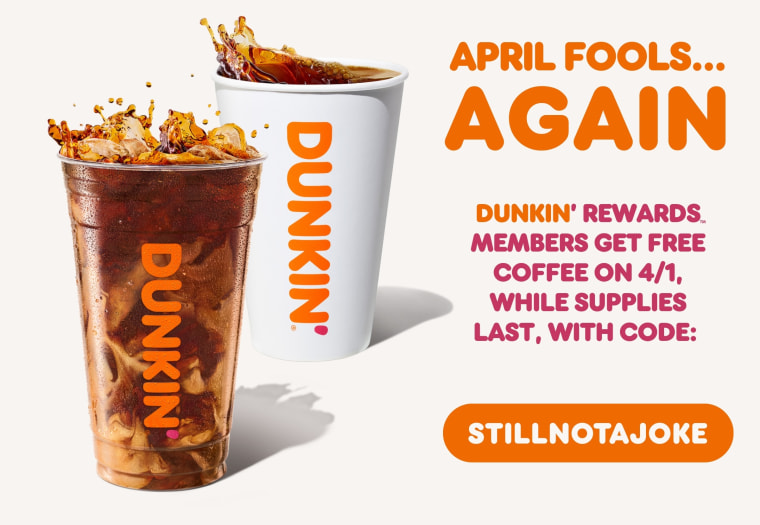 Dunkin' is offering free coffee for one day only.