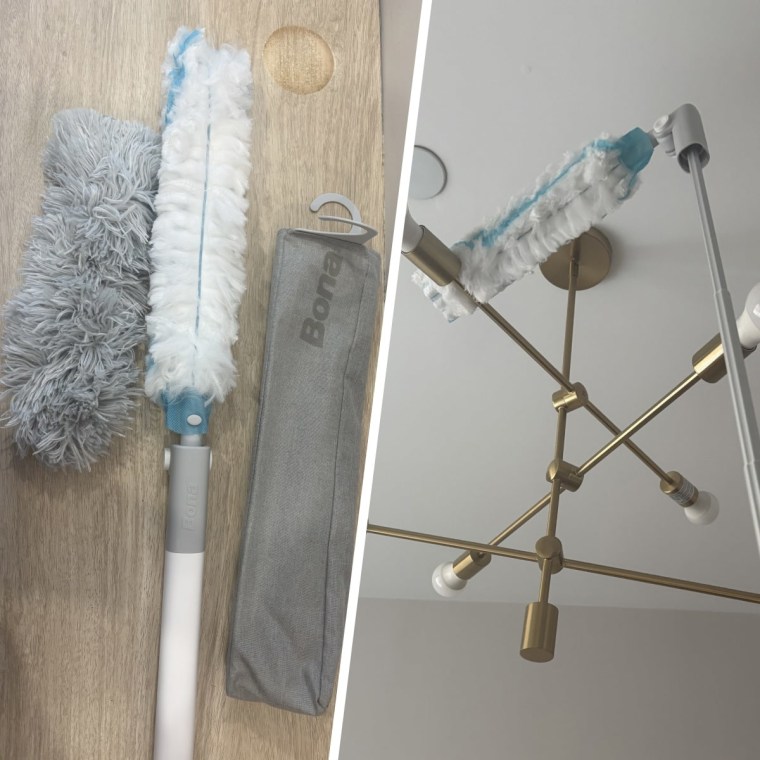 The duster has a reusable head (left in grey) along with a disposable head (right on the device). 