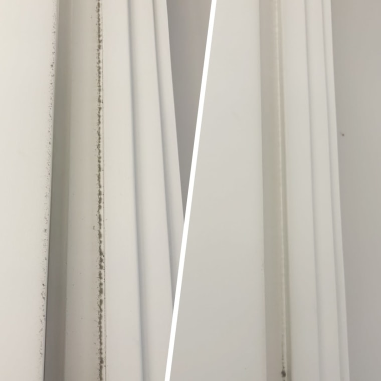 In my doorway I had a lot of dust trapped in the cracks — the head on the Oxo duster was great at removing it. 