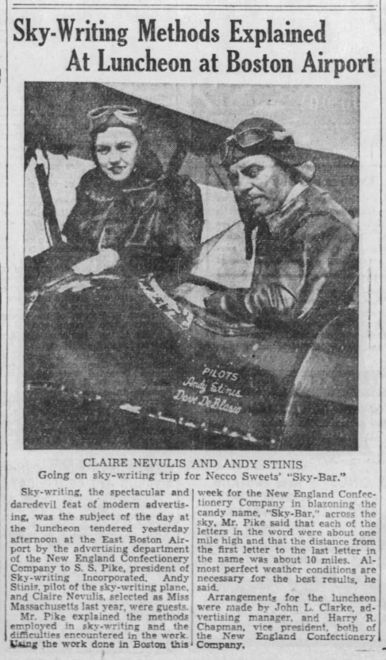 A newspaper clipping about the announcement of the Sky Bar.