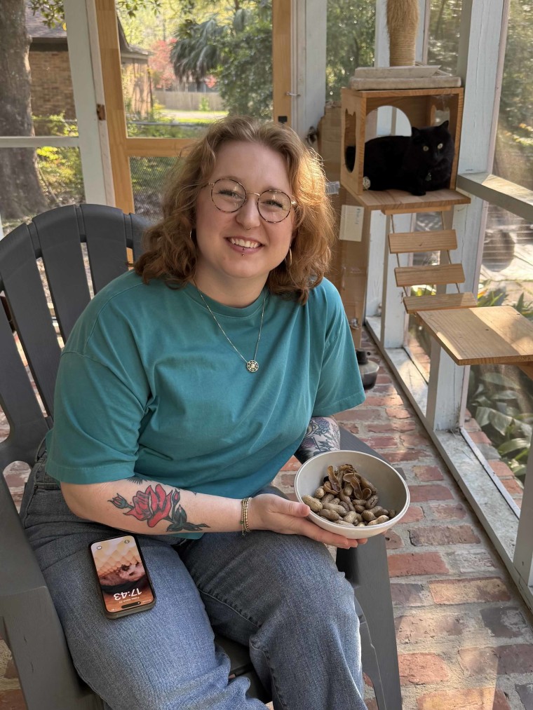 Ruby Gregory with her latest bowl of boiled peanuts.