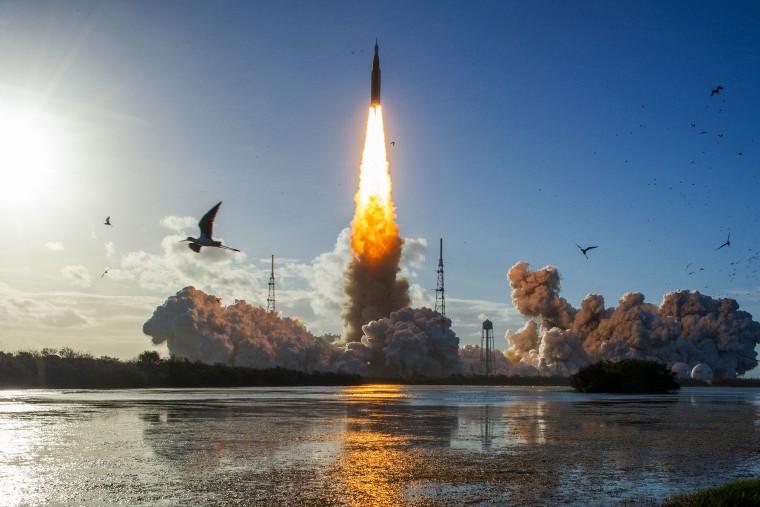 Image: The Artemis II crewed lunar mission lifts off from Pad 39B at Kennedy Space Center in Cape Canaveral, Fla.