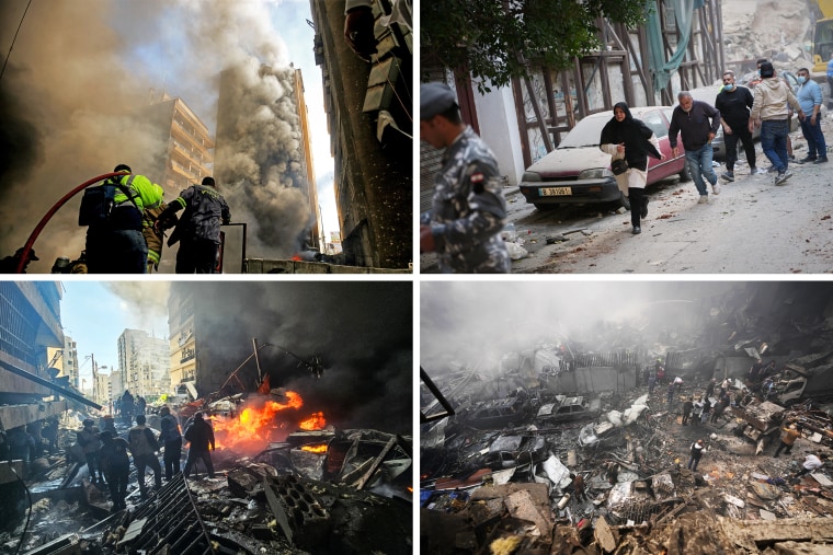 Israeli attacks across Beirut, Lebanon on Wednesday.