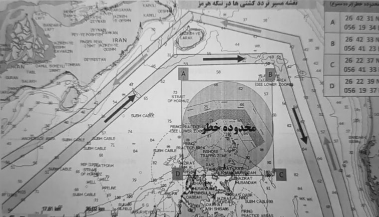 Iran’s naval forces have issued a map identifying alternative shipping routes in the Strait of Hormuz in order to avoid sea mines.