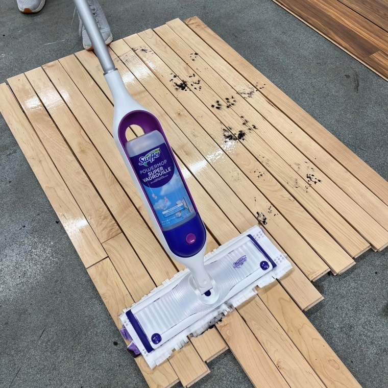 The Swiffer Multi-Surface Mop can be used on all types of flooring and glides smoothly.