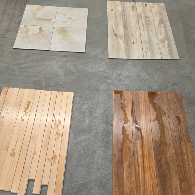All the flooring we used during our mop testing.