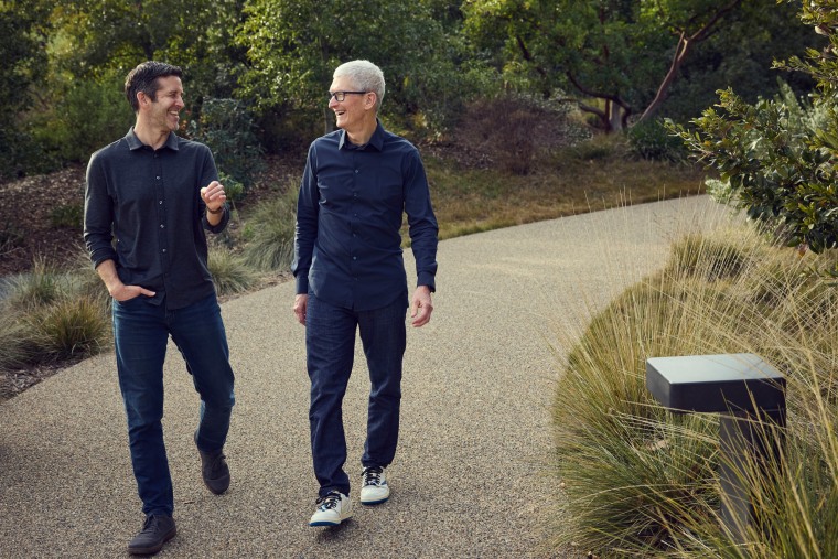 Tim Cook and John Ternus at Apple Park.