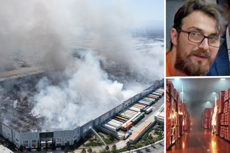burning warehouse and suspect in court