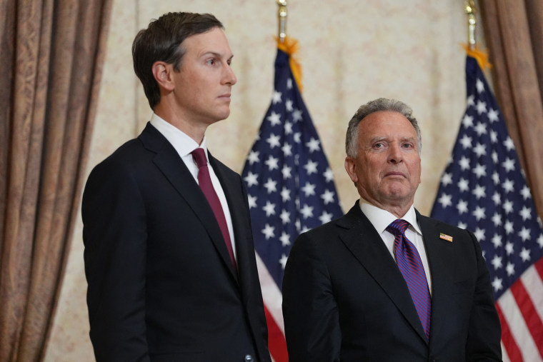 U.S. Special Envoy to the Middle East Steve Witkoff and President Donald Trump's son-in-law Jared Kushner in Islamabad on April 12, 2026.
