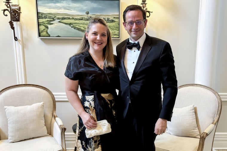 Erin Thielman, an Air Force veteran, attended the White House Correspondents' Association dinner in Washington, D.C., with her husband on April 25.