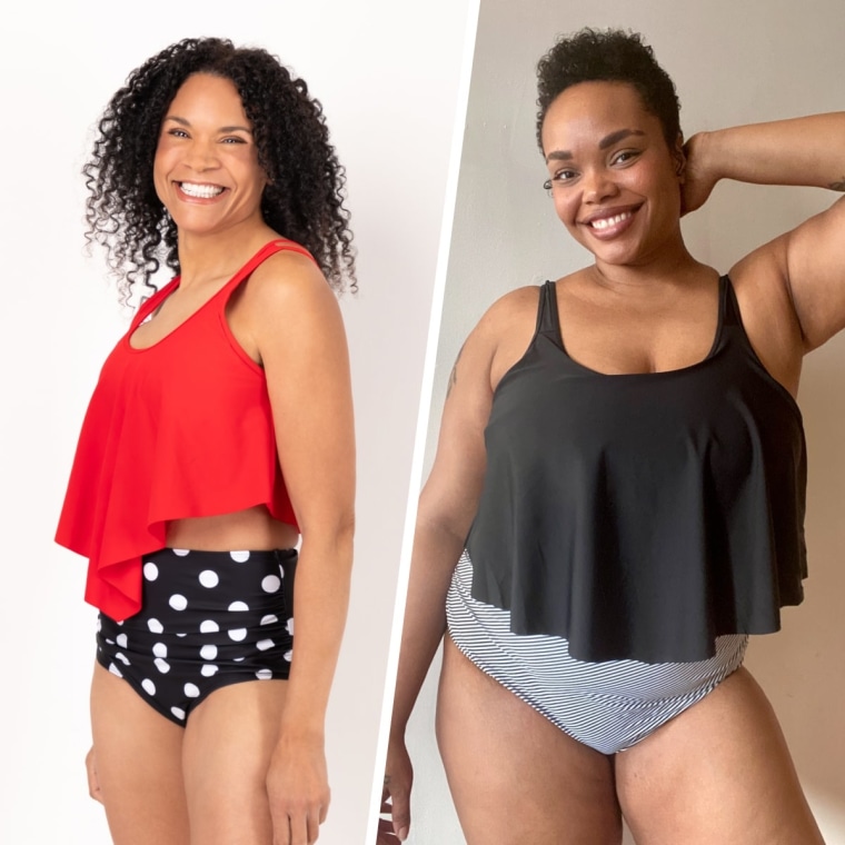 Adisputent Two-Piece Tankini Swimsuit in Wine Red (left) and Black Strap (right).