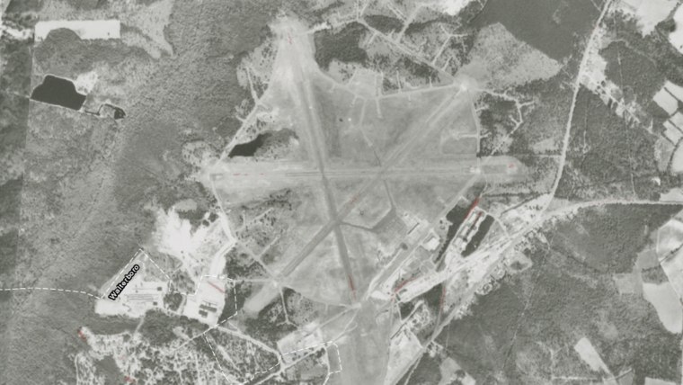 Aerial photo of the Walterboro airport in 1973