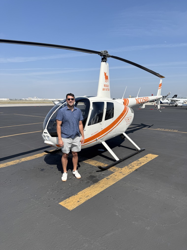 Brian Bernfeld is in the process of getting his helicopter license.