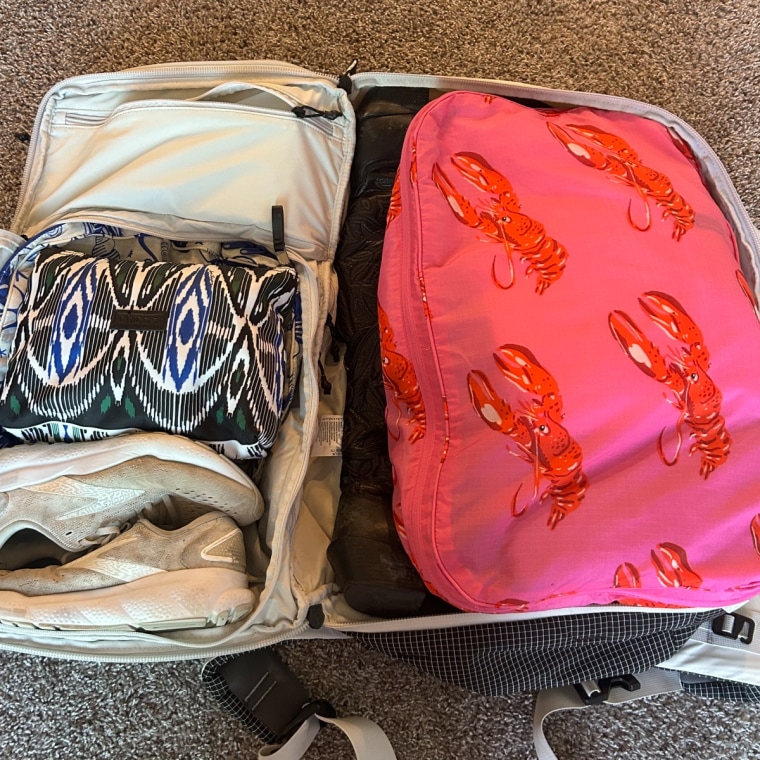 The Matador backpack fully packed and ready for my trip.