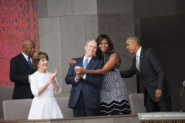 Laura Bush, George W. Bush, Michelle Obama and Barack Obama in 2016.