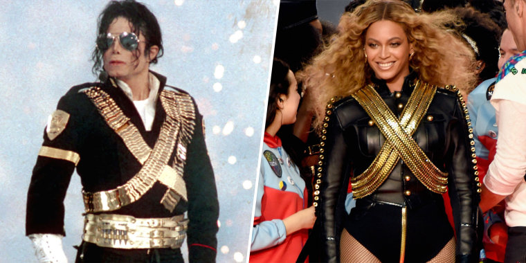 Michael Jackson no Super Bowl de 1992 e Beyoncé no Super Bowl de 2016.
