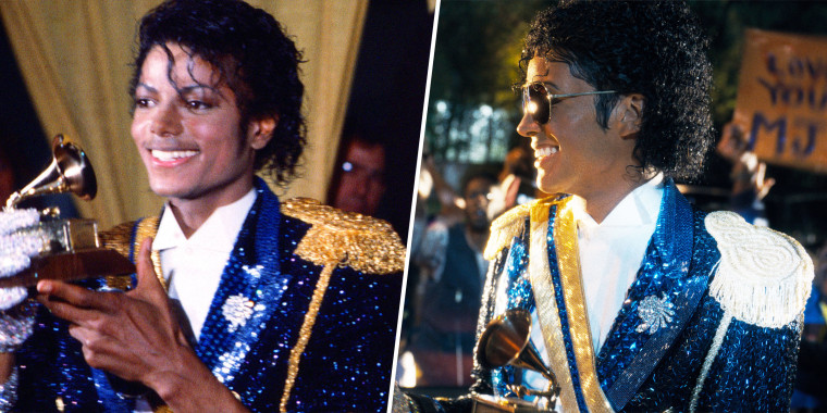 Michael Jackson no 26º Grammy Awards em 28 de fevereiro de 1984. Jaafar Jackson recriando o momento em 