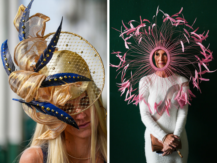 A composite image of people at the Kentucky Derby.