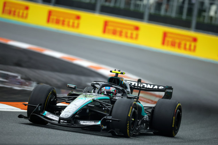 Andrea Kimi Antonelli of Italy driving the Mercedes AMG Petronas F1 Team W17 on Sunday.