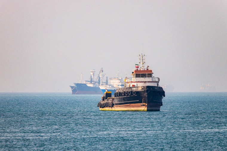 Ships in the Strait of Hormuz near Bandar Abbas, Iran