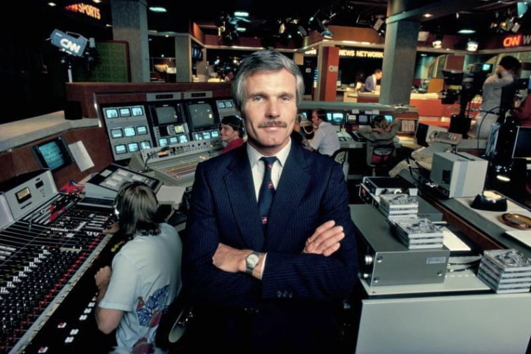 Ted Turner in the CNN newsroom in Atlanta in 1985.