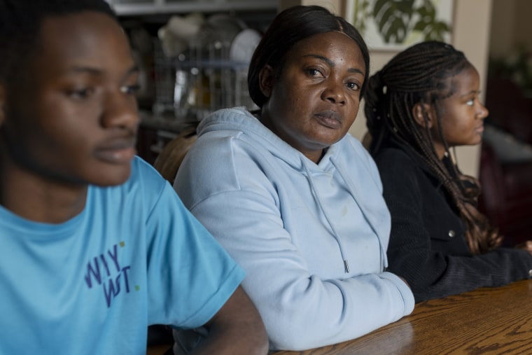 Carine Mbizi and her son, Joel Andre, and daughter Estafania Andre fled violence in Congo to resettle in Maine.