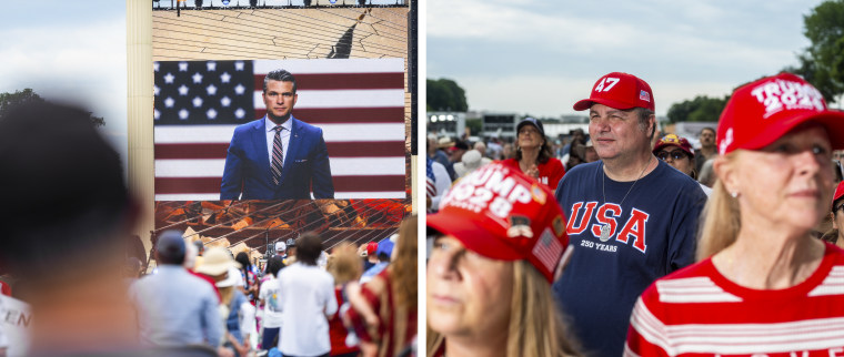 A diptych image shows attendees at "Rededicate 250: A National Jubilee of Prayer, Praise and Thanksgiving" in Washington on May 17, 2026.
