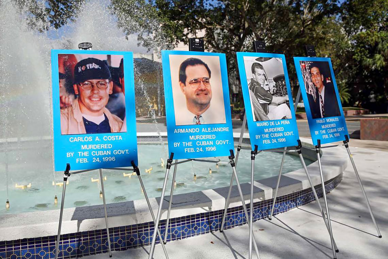 Photos of Brothers to the Rescue pilots Carlos Costa, Amando Alejandre Jr., Mario de la Peña and Pablo Morales.