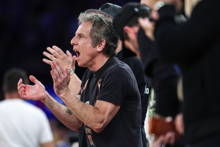 Ben Stiller cheers in the crowd