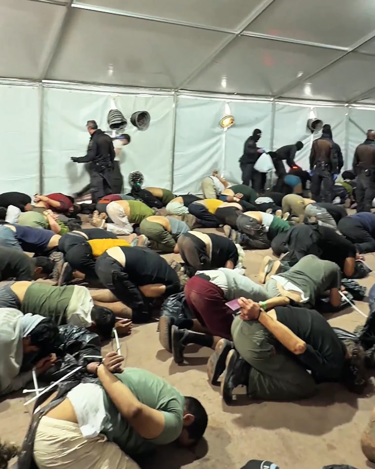 A video posted by Israeli Security Minister Itamar Ben-Gvir shows flotilla members in what appears to be a makeshift detention area at Ashdod port.