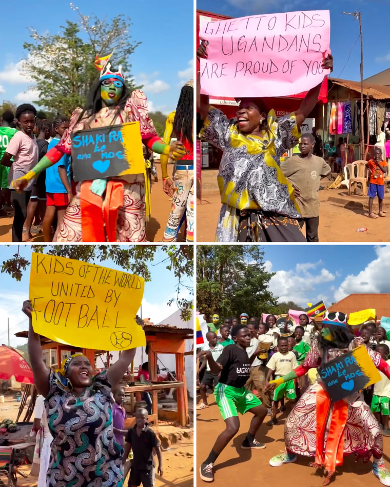 Locals celebrate the dance group's World Cup performance news.